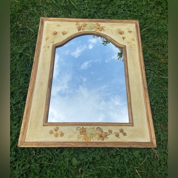 Hand Painted delicate flowers Vintage‎ Mirror gold and earthy tones cottagecore - Picture 7 of 14